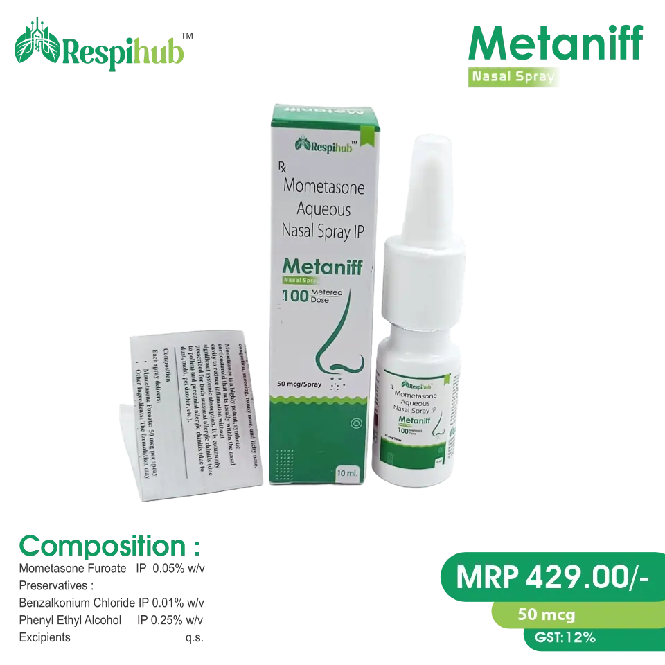 Mometasone 50mcg Nasal Spray at the best price in PCD Pharma Franchise for Corticosteroid, Allergic Rhinitis, and Inflammation.